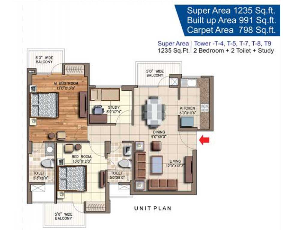 2 BHK - 1235 Sq.Ft.