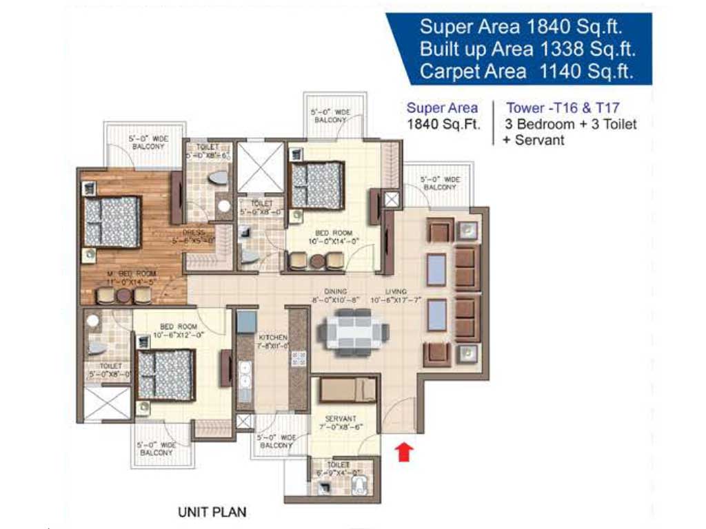 3 BHK - 1844 Sq.Ft.