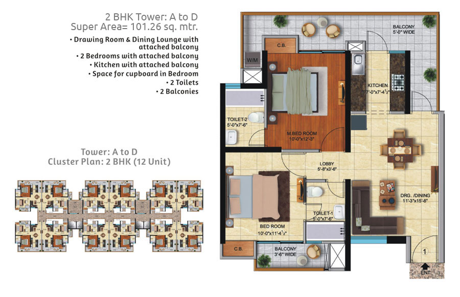 2 BHK - 1090 Sq.Ft.