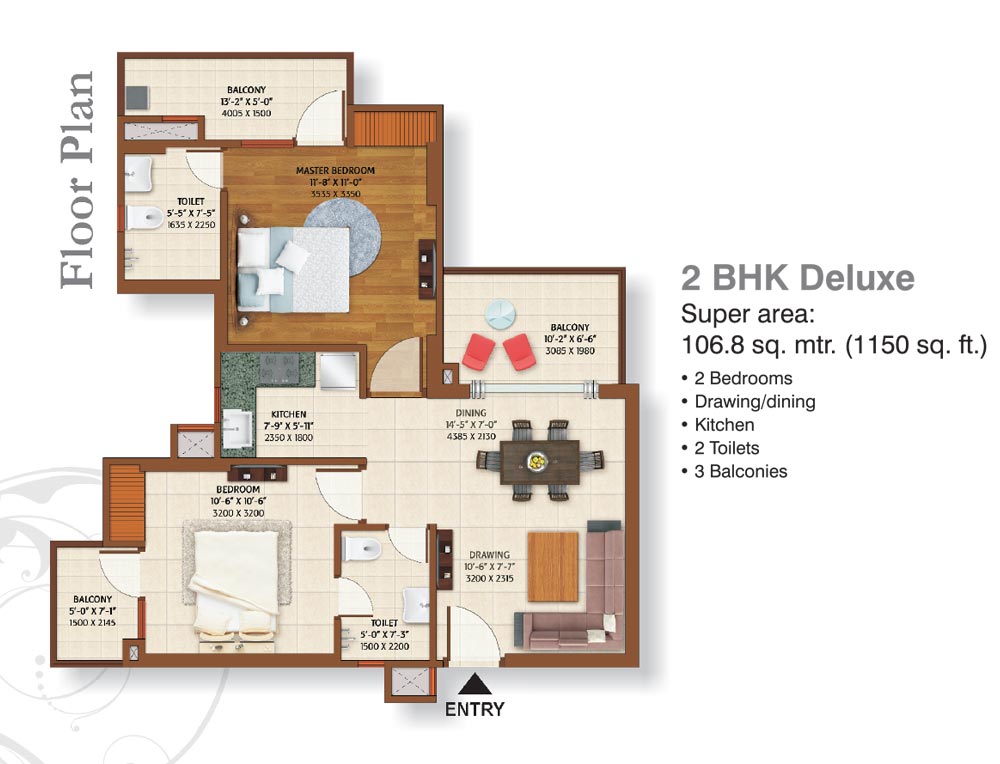 2 BHK - 1150 Sq.Ft.