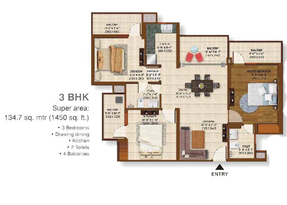 3 BHK - 1450 Sq.Ft.